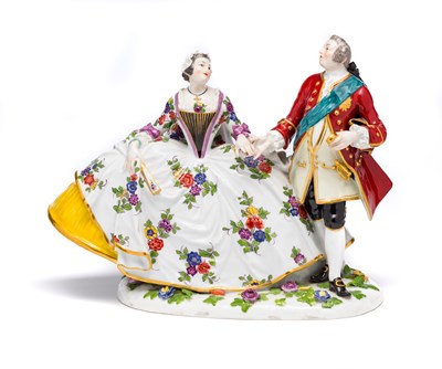 Lot 2 - A MEISSEN GROUP OF AUGUSTUS III AND MARIA...