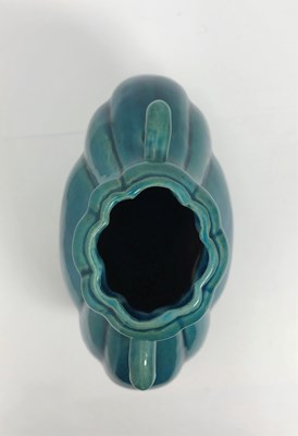 Lot 23 - A CHINESE TURQUOISE-GLAZED MOON FLASK^ 19TH /...