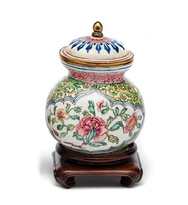 Lot 37 - A CHINESE CANTON ENAMEL SMALL JAR AND COVER^...