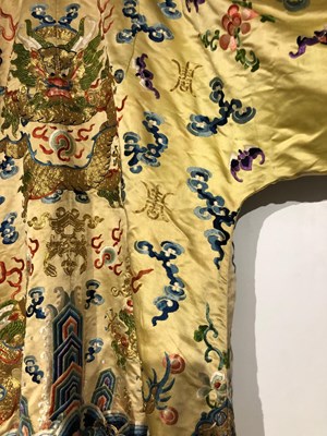 Lot 49 - A CHINESE SILK ~DRAGON~ SURCOAT^ CIRCA...