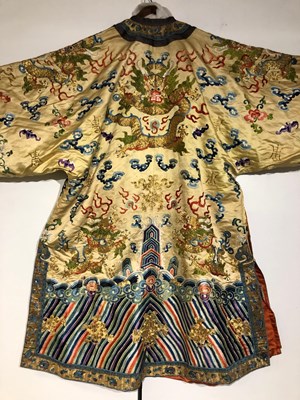 Lot 49 - A CHINESE SILK ~DRAGON~ SURCOAT^ CIRCA...