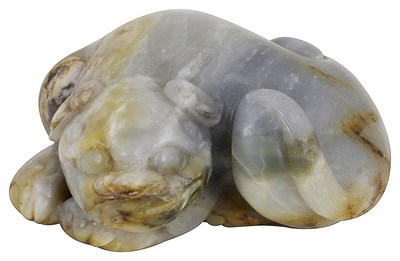 Lot 50 - A CHINESE JADE FIGURE OF A LION^ 20TH...