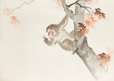 Lot 80 - A JAPANESE PAINTING OF A MACAQUE^ BY KAWABATA...