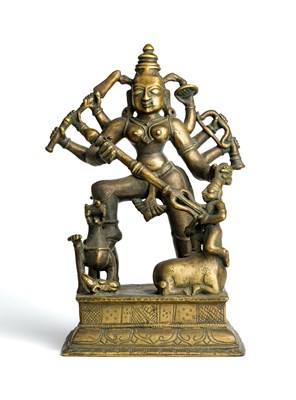 Lot 108 - ***RTO 23.11.20***: A BRONZE FIGURE OF DURGA...