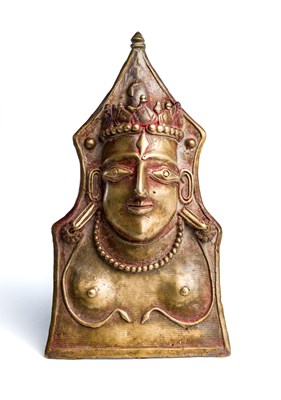 Lot 113 - A BRASS SIVA MASK (MOHRA)^ HIMACHAL PRADESH^...