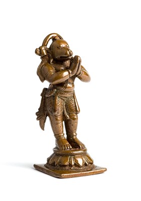 Lot 115 - A BRONZE FIGURE OF HANUMAN^ TAMIL NADU^ SOUTH...