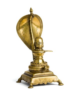 Lot 117 - A BRASS SIVALINGAM SHRINE^ WESTERN DECCAN^...