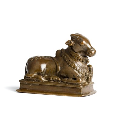 Lot 119 - A BRONZE FIGURE OF NANDI^ WESTERN DECCAN^...