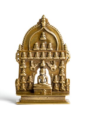 Lot 122 - A SMALL JAIN BRASS SHRINE^ WESTERN INDIA^...