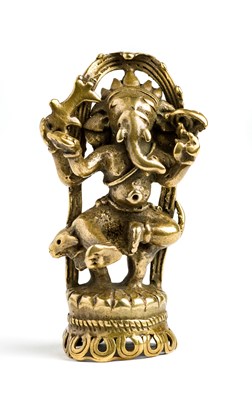 Lot 129 - A SMALL BRASS FIGURE OF GANESHA^ HIMACHAL...