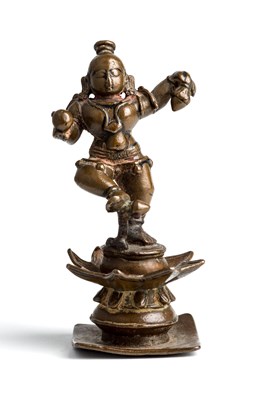 Lot 136 - A BRONZE FIGURE OF KRISHNA^ SOUTH INDIA^ 17TH...