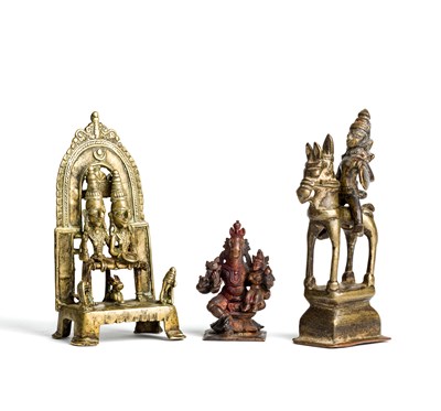 Lot 138 - THREE BRONZE IMAGES^ INDIA^ 18TH / 19TH...