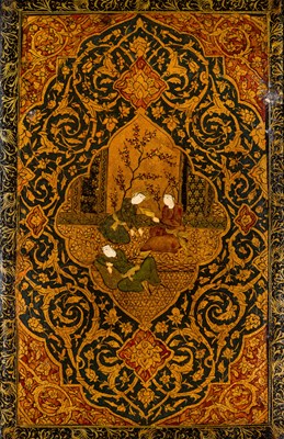 Lot 174 - A QAJAR LACQUER BOOKCOVER^ PERSIA^ LATE 19TH...