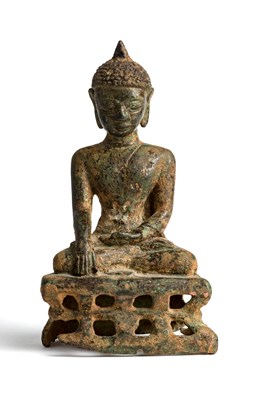 Lot 181 - A BRONZE FIGURE OF BUDDHA^ BURMA^ 16TH / 17TH...