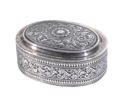 Lot 195 - A SILVER BOX^ SRI LANKA^ 19TH CENTURY¦ of oval...