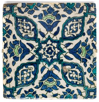 Lot 252 - A DAMASCUS TILE^ OTTOMAN SYRIA^ LATE 16TH...