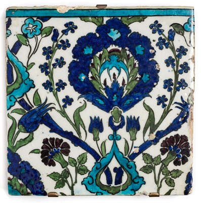 Lot 253 - A DAMASCUS TILE^ OTTOMAN SYRIA^ LATE 16TH...