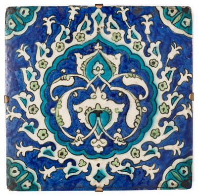 Lot 254 - A DAMASCUS TILE^ OTTOMAN SYRIA^ CIRCA...