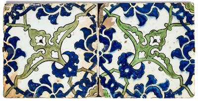 Lot 258 - TWO ~DOME OF THE ROCK~ TILES^ OTTOMAN SYRIA^...