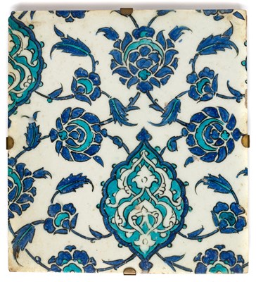 Lot 259 - A DAMASCUS TILE^ OTTOMAN SYRIA^ CIRCA...