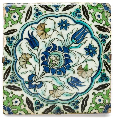 Lot 260 - A DAMASCUS TILE^ OTTOMAN SYRIA^ LATE 16TH...