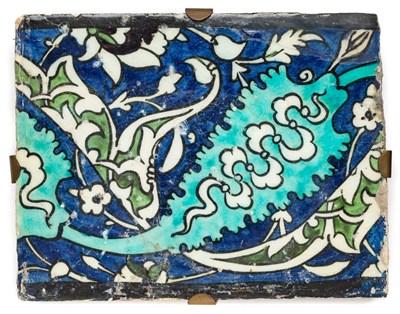 Lot 263 - A DAMASCUS BORDER TILE SECTION^ OTTOMAN SYRIA^...