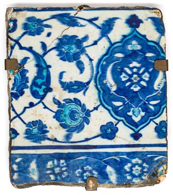 Lot 266 - A RARE EARLY IZNIK BORDER TILE FRAGMENT^...