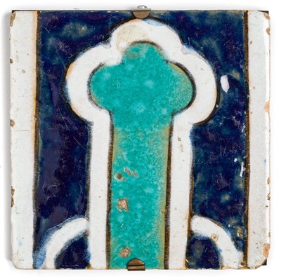 Lot 267 - A SMALL BORDER TILE^ PERSIA OR CENTRAL ASIA^...