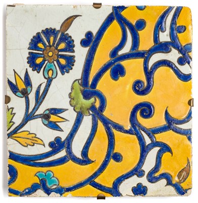 Lot 273 - A SAFAVID CUERDA SECA TILE^ PERSIA^ 17TH...