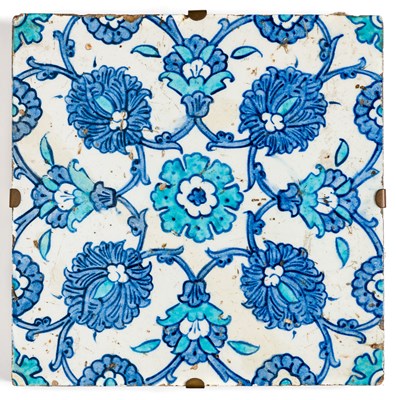 Lot 276 - AN IZNIK BLUE AND WHITE TILE^ OTTOMAN...