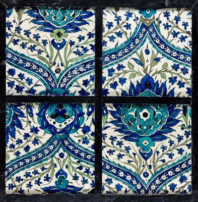 Lot 277 - A PANEL OF FOUR DAMASCUS TILES^ OTTOMAN SYRIA^...