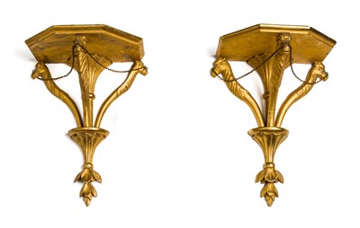 Lot 289 - A PAIR OF ~GOUT TURC~ GILTWOOD WALL BRACKETS^...