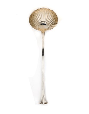 Lot 294 - A GEORGE III SILVER SOUP LADLE^ ISAAC CALLARD^...