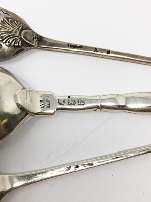 Lot 307 - A GEORGE II SILVER MOTE SPOON^ ROGER HARE^...