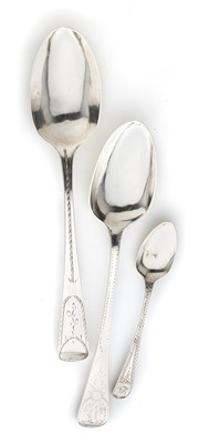 Lot 308 - A PAIR OF GEORGE III SILVER TABLESPOONS AND...