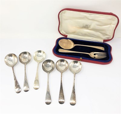 Lot 309 - A SET OF SIX VICTORIAN SILVER SOUP SPOONS^...