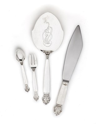 Lot 328 - A DANISH SILVER CAKE SERVICE^ GEORG JENSEN^...