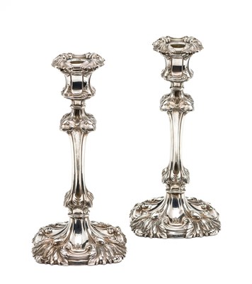 Lot 362 - A PAIR OF VICTORIAN SILVER CANDLESTICKS^ HENRY...