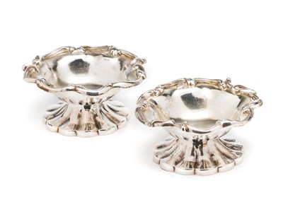 Lot 366 - A PAIR OF WILLIAM IV SILVER SALT CELLARS^...