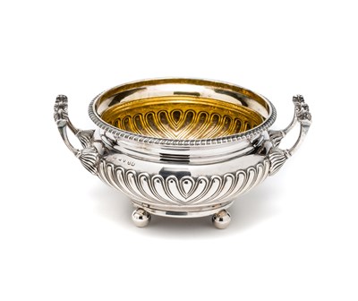 Lot 370 - A GEORGE III SILVER SUGAR BOWL^ THOMAS ROBINS^...