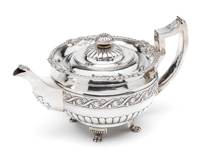 Lot 372 - ˜AN IRISH GEORGE III SILVER TEAPOT^ ISAAC...