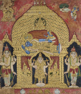 Lot 225 - A SHRINE TO VISHNU, THANJAVUR, SOUTH INDIA, LATE 19TH CENTURY