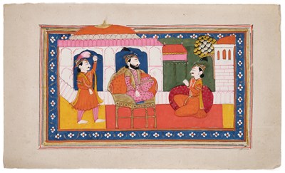 Lot 571 - AN ILLUMINATION FROM AN ILLUSTRATED MANUSCRIPT, KASHMIR, 19TH CENTURY