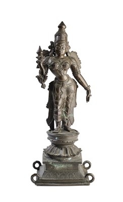 Lot 172 - A LARGE BRONZE FIGURE OF SRIDEVI, TAMIL NADU, SOUTH INDIA, 17TH/18TH CENTURY