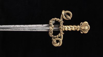 Lot 70 - A CONTINENTAL SWORD WITH GILT-BRASS HILT