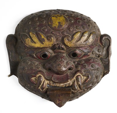 Lot 131 - A PAINTED AND COPPER REPOUSSE KIRTIMUKHA MASK, TIBET, 18TH/19TH CENTURY