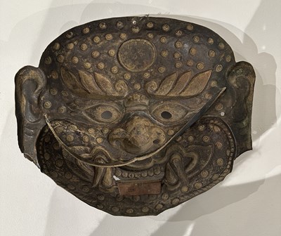 Lot 131 - A PAINTED AND COPPER REPOUSSE KIRTIMUKHA MASK, TIBET, 18TH/19TH CENTURY
