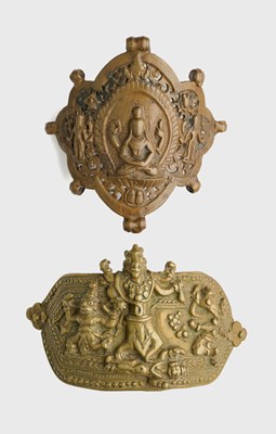 Lot 181 - TWO BRONZE ARM ORNAMENTS (BAZUBAND), INDIA AND NEPAL, 19TH CENTURY