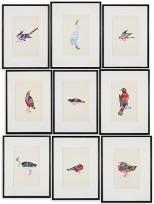 Lot 61 - A SET OF NINE CHINESE EXPORT PAINTINGS OF BIRDS, 19TH/20TH CENTURY