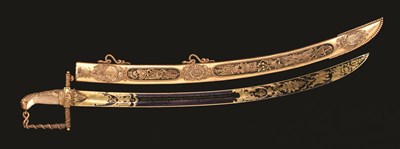 Lot 75 - A FINE LLOYDS PATRIOTIC FUND SWORD OF  100 TYPE PRESENTED TO CAPTAIN PETER RAINIER OF H.M.S.CAROLINE